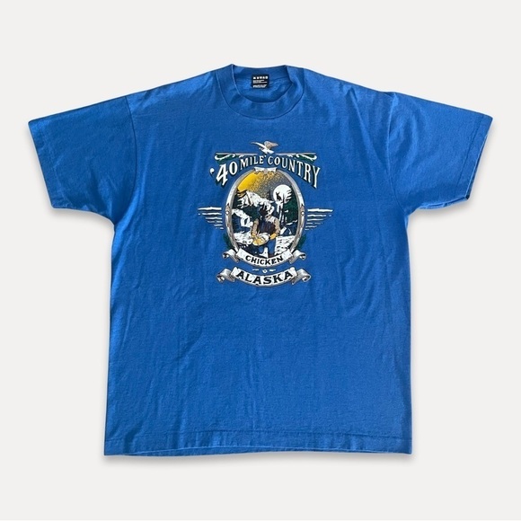 Hanes Other - Vintage 93’ 40 Mile Country Chicken Alaska Single-Stitch Graphic T-Shirt Blue XL